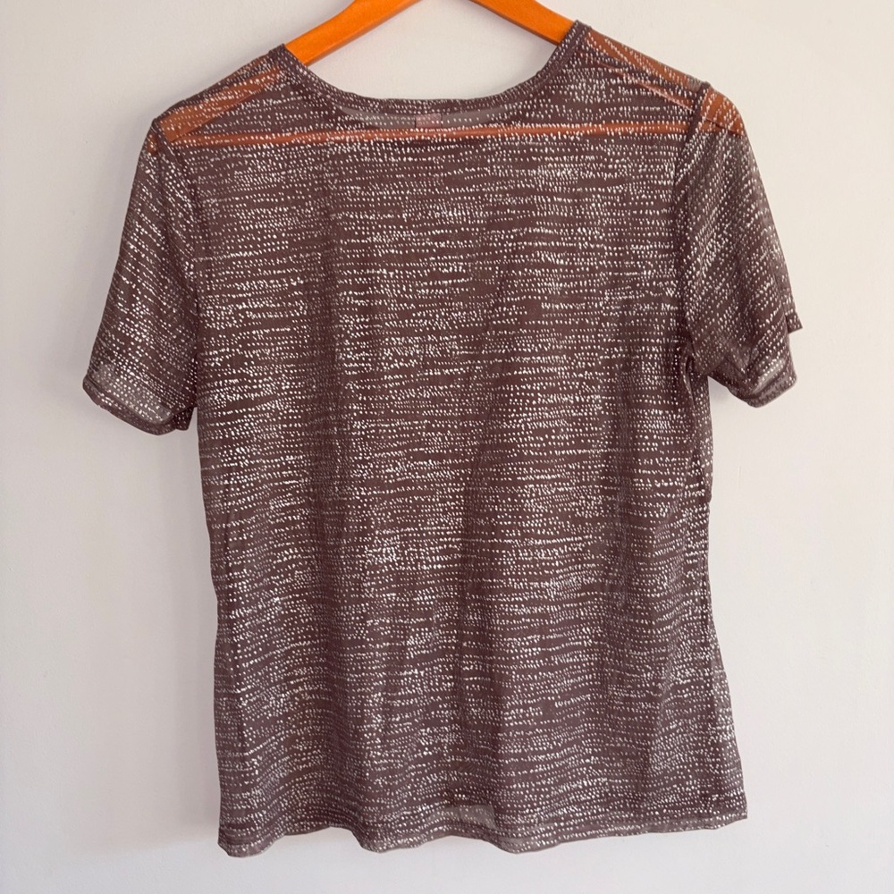 Victoria’s Secret Mesh Mauve Brown Silver Women's Short Sleeve Top Large - Picture 4 of 5